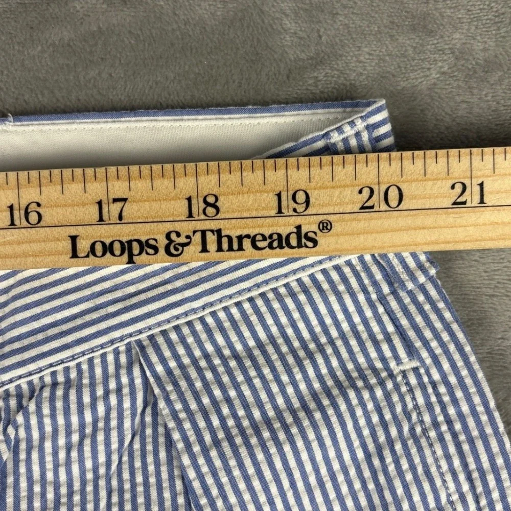 Polo Ralph Lauren Andrew Pant Mens 40x29 Blue White Seersucker Pleated Stripe